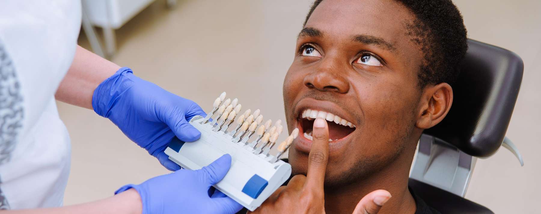 A patient waiting for Professional teeth whitening in van nuys