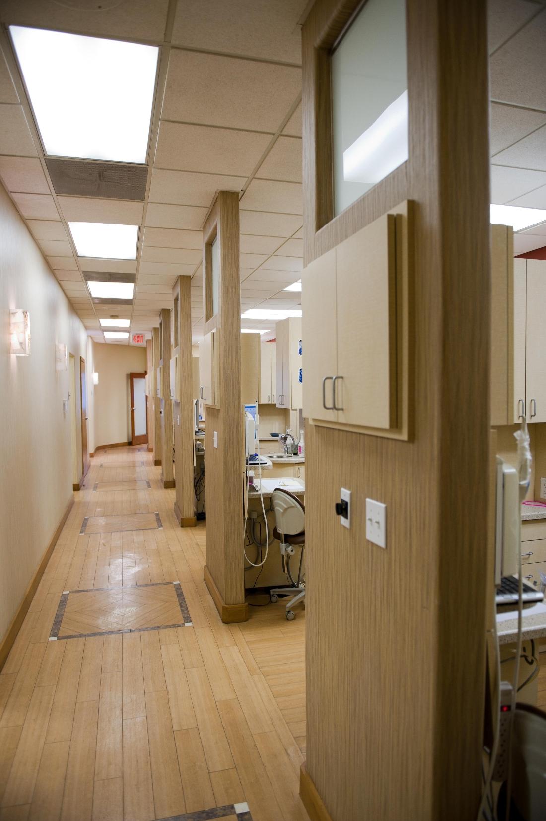 Hallway of treatment rooms at The Dental Care Center in Van Nuys, CA